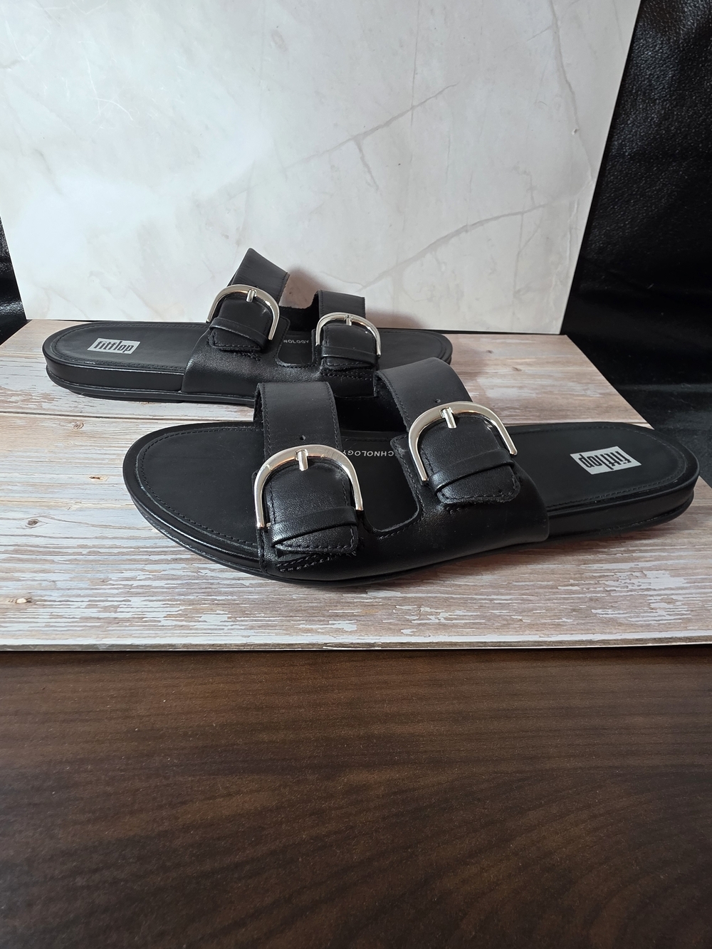 FitFlop All Black Gracie Slide Sandals - Picture 3 of 6